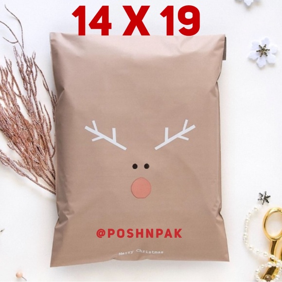 4 SETS LEFT🦌10 Brown Rudolph Poly Mailers 14.5 x 19 x 4 inch Gusset style - Picture 1 of 2